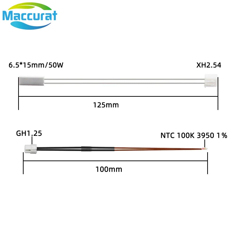 24V 60W Heating Tube For Bambu Lab P1P Thermistor P1S Ceramic Cartridge Heater for Bambulabs X1 X1-Carbon Thermistor