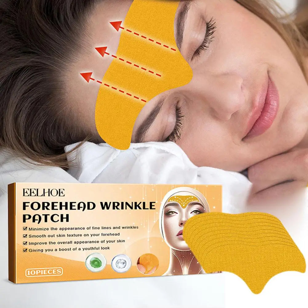 10pcs/box Forehead Wrinkle Patch Lightening Forehead Wrinkle Gel Patch Hydrolyzed Collagen Firming Mask Facial Skincare Stickers