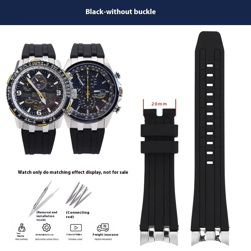 Special Curved Silicone Watch Strap For Citizen Blue Angels AT8020 Skyhawk JY8078 JY8075 8051 8050 Watchband 22mm 23mm 24mm Belt