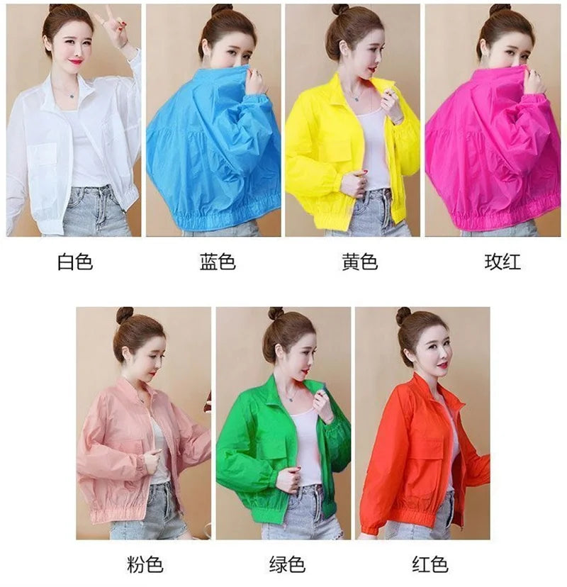 Women Sunscreen Clothing 2026 Summer Thin Short Jacket Korean Fashion Solid Versatile UV Resistant Jacket Female Tops Outerwear