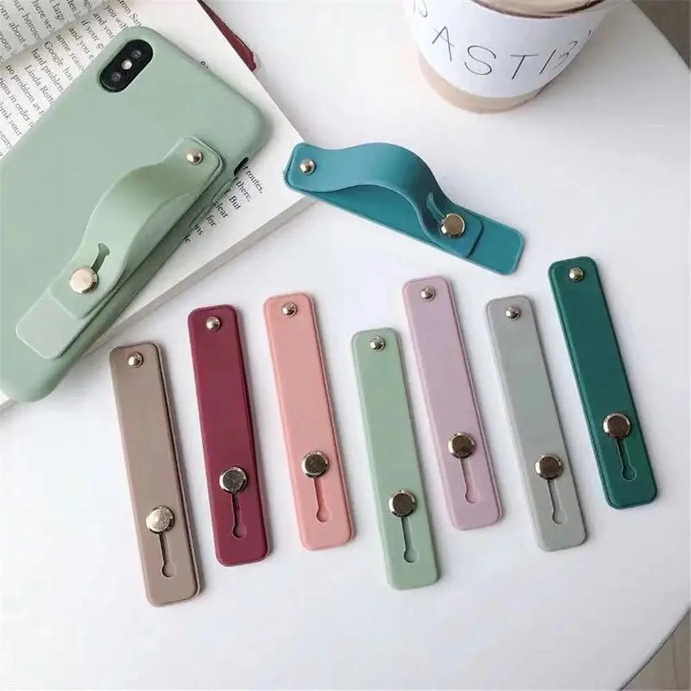 Fashion Phone Holder  Silicone Phone Hand Band Holder Finger Ring Push Pull Grip Stand Candy Color Bracket