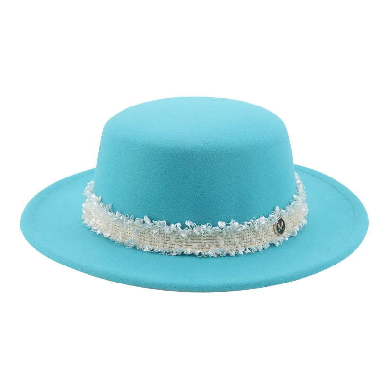 Hats for Women Fedoras Felted Hat Flat Dome Solid Band Luxury Elegant Fahsion Jazz Cap Women's Hat Women Hat Sombreros De Mujer