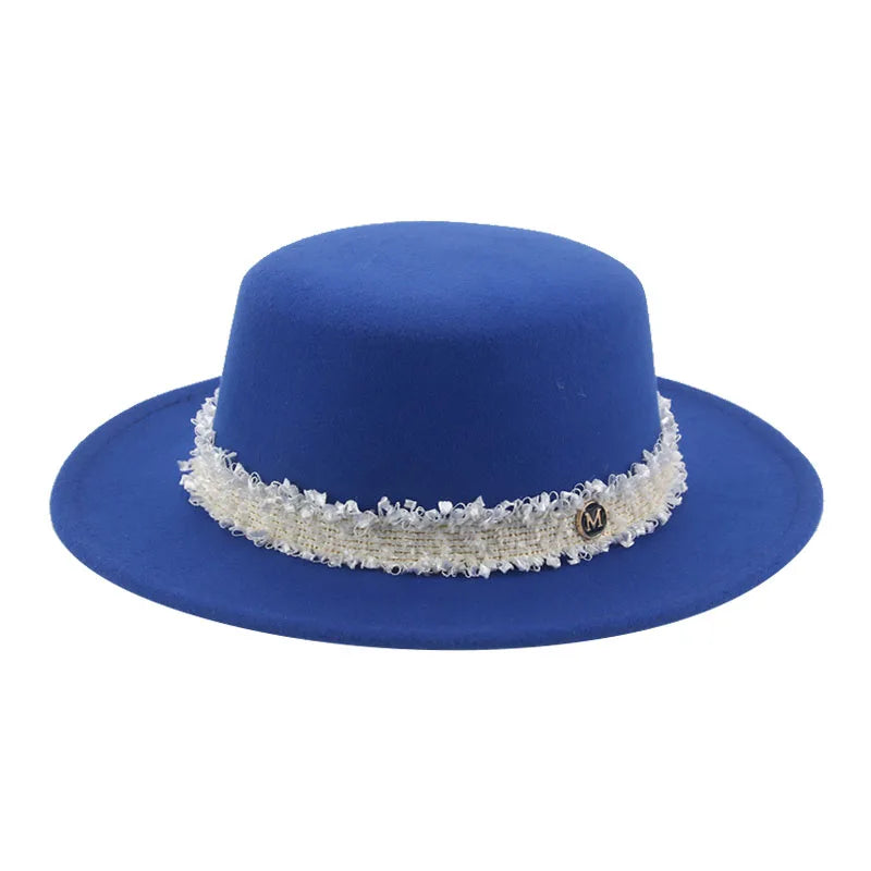 Hats for Women Fedoras Felted Hat Flat Dome Solid Band Luxury Elegant Fahsion Jazz Cap Women's Hat Women Hat Sombreros De Mujer