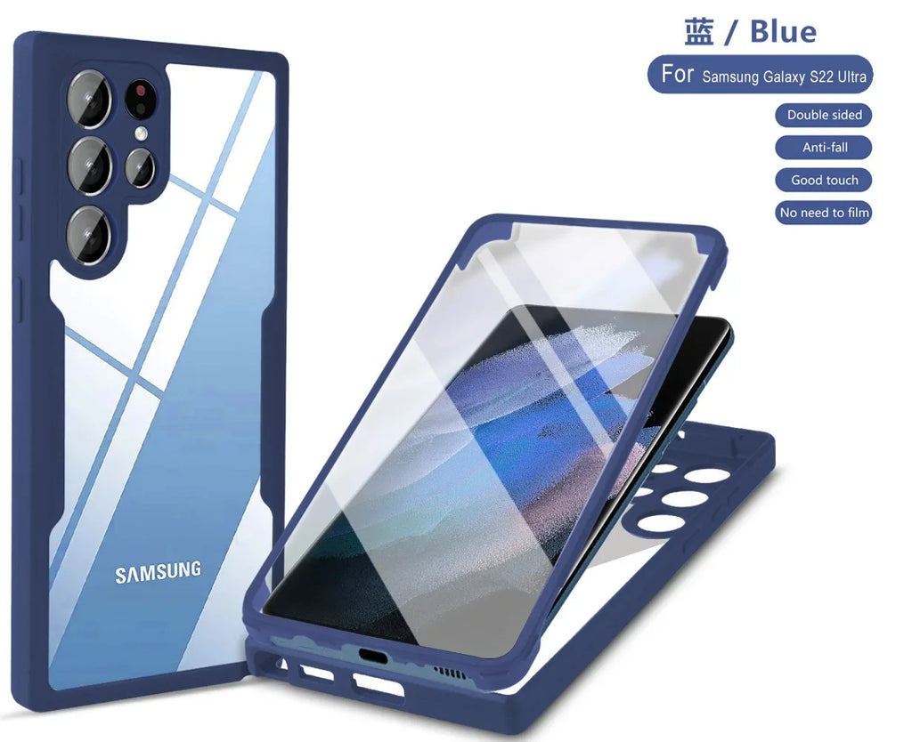 360 Clear Phone Case for Samsung Galaxy S24 S22 S25 Ultra Plus S23 FE A05S A54 A16 A06 A36 A56 A26 creen Full Protection Cover