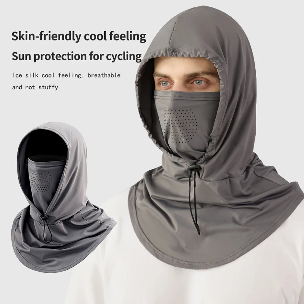Outdoor sports sun protection mask hat all-in-one summer fishing sun hat full face ice silk breathable scarf driving and cycling