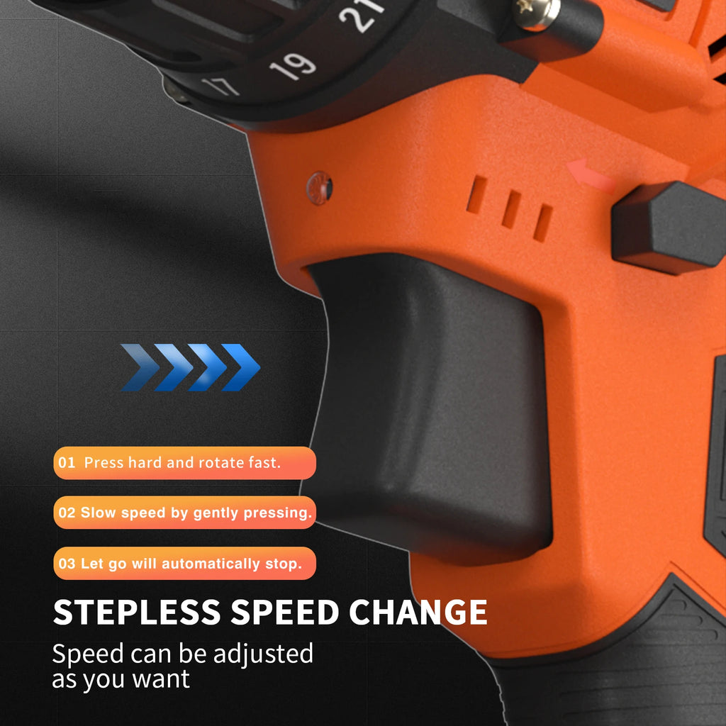 45Nm Cordless Drill with 2 X 1.5Ah Li-Ion Batteies and Charger, 140W, 25+1 Torque, 2 Speed, 2700RPM, 29 Accessories, Carry Case