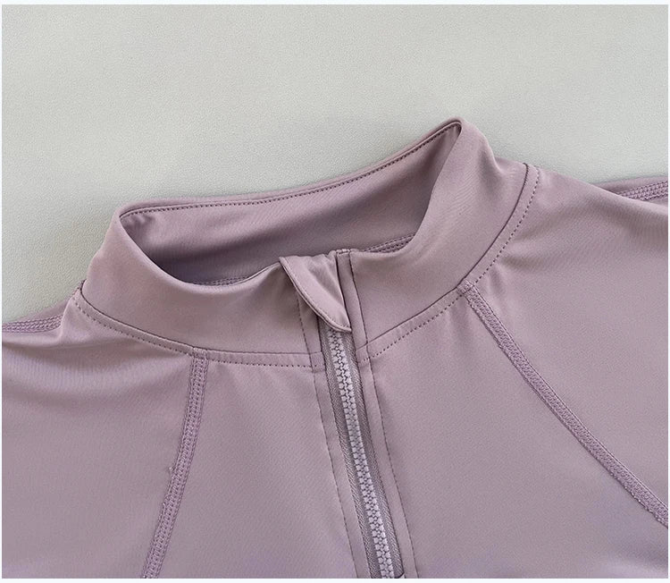Outdoor running women's sports top Spring and Autumn new yoga suit half zipper slimming fitness training long sleeved women