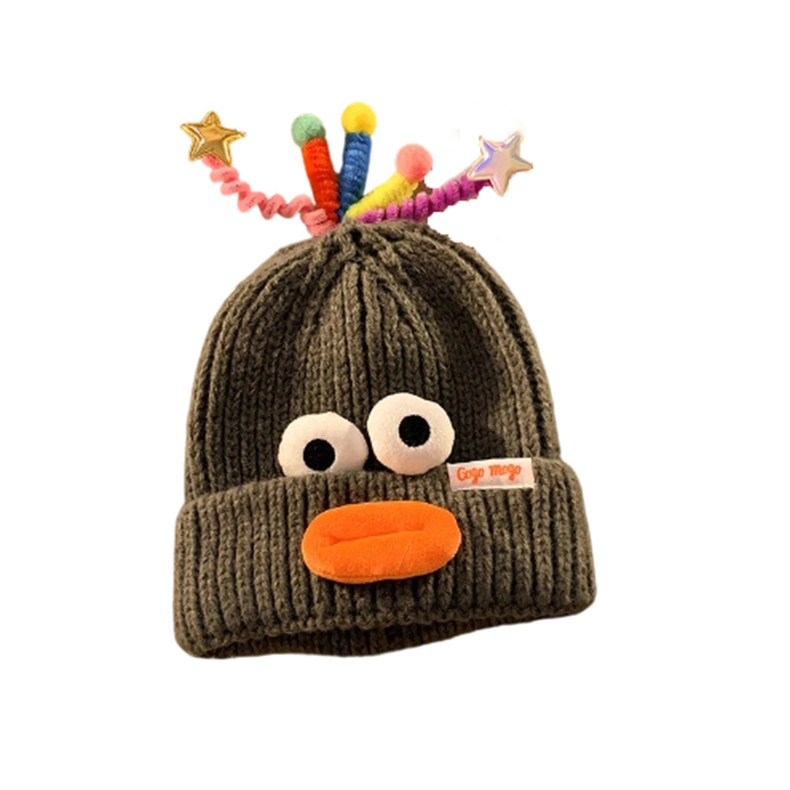 Women's Hat Funny Cartoon Sausage Mouth Wool Hat Knitted Ear Protectioned Hat Winter Warm Cute Big Head Cute Funny Hat