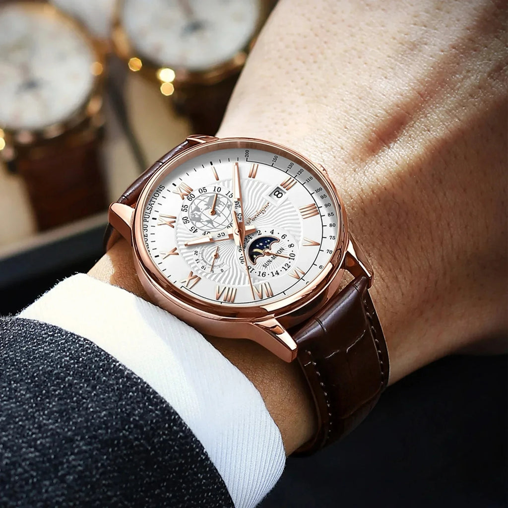 Fashion Luxury Wristwatch For Men Luminous Chronograph Date Man Watch Leather Men's Quartz Watches Sports Male Clock