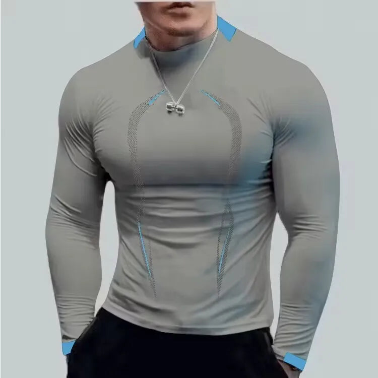 Summer men's fitness sports training Breathable short sleeve quick drying clothes men's sports fashion long sleeve T-shirt