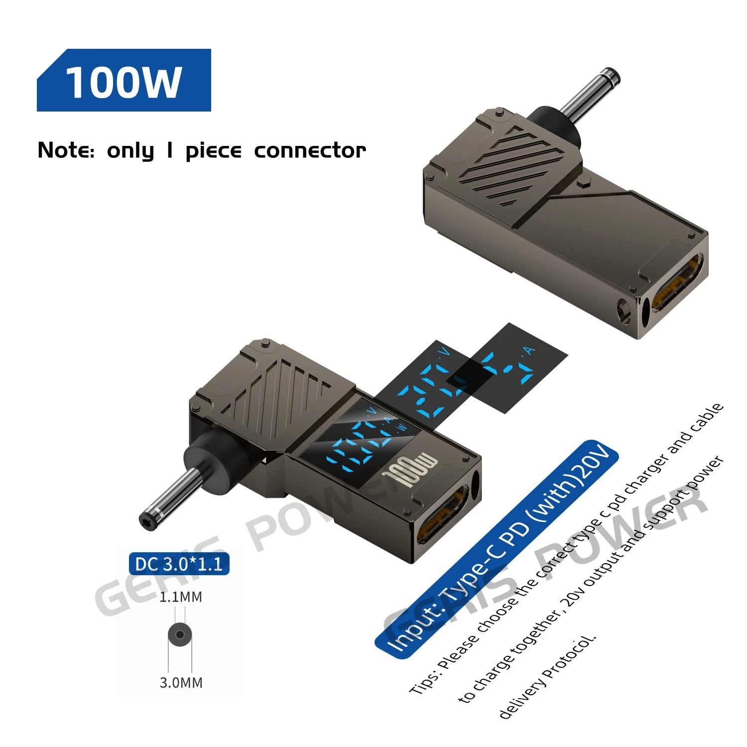 100W USB Type C Fast Charging Adapter Plug Connector Universal USB C to DC Laptop Charger Converter for Lenovo Dell Asus Hp Acer