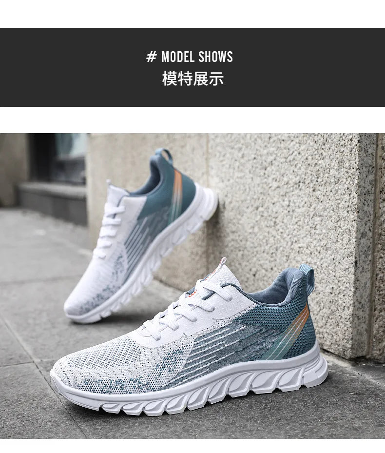 Sneakers new men's shoes trend foreign trade flying woven lace-up running shoes breathable Korean version of tide shoes