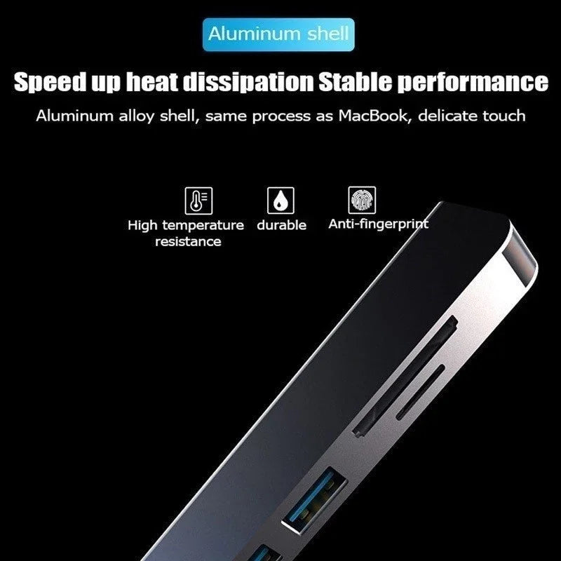 Type C 7 in 1 TypeC Hub PD87W 4K 30Hz HD Converter TF SD Card Reader USB3.0 HDMI for PC Laptop Tablt Otg