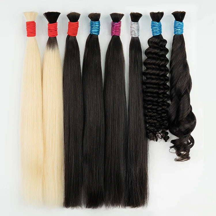 extensiones de cabello natural humano 100% natural original straight extensions raw vietnamese Indian human hair Bulk bundles
