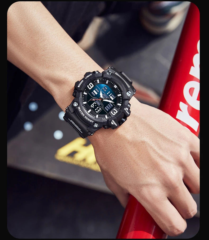 Men's and women's sports watches, tactical hands, large dial, waterproof watch, illuminated timer, alarm clock