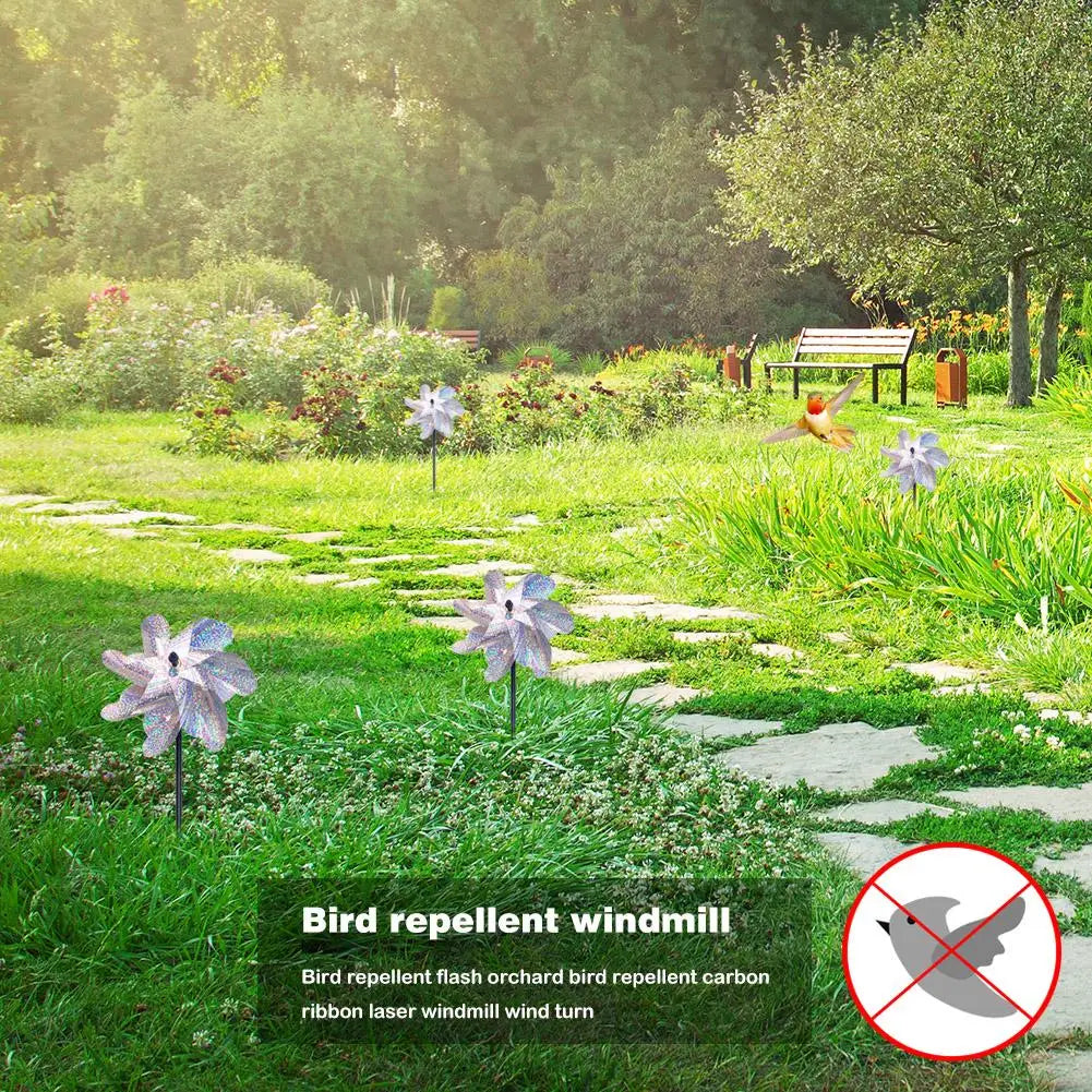 1-5pcs Bird Repeller Pinwheels Reflective Sparkly Scarecrow Pinwheel Windmill Spinner for Garden Lawn Yard Decor Keep Birds Away
