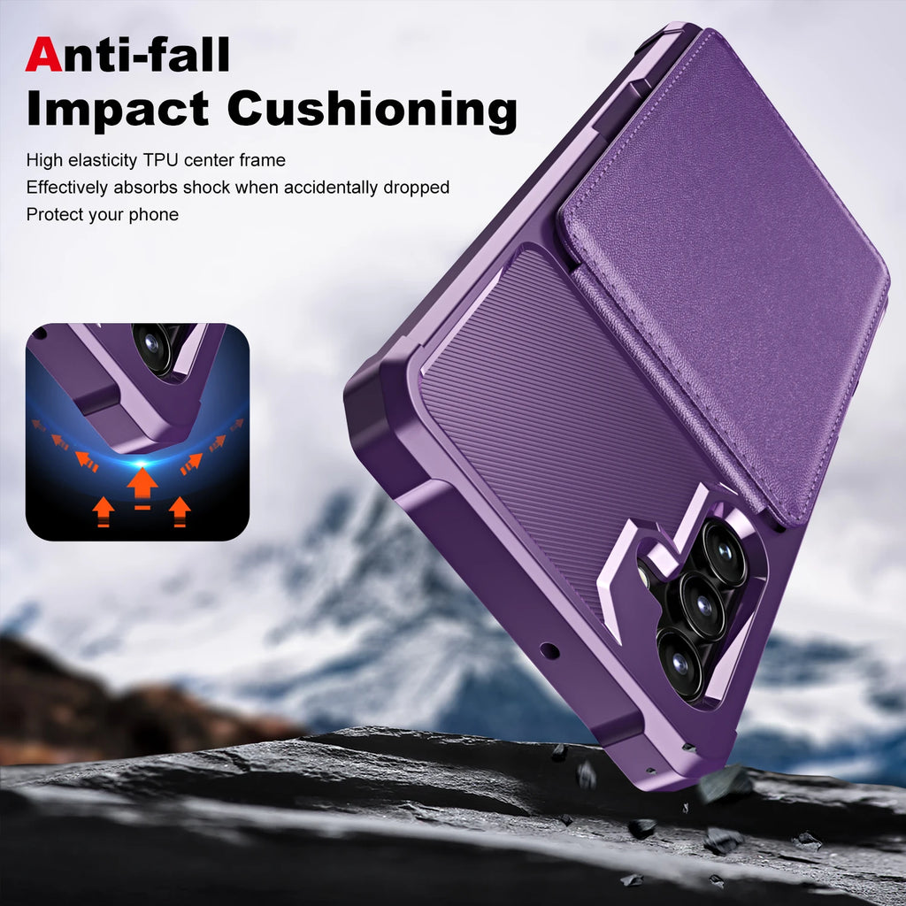 Vertical Cards Solt Wallet Leather Case For Samsung Galaxy S25 Ultra S24 FE S23 Plus S22 A16 A55 A35 A15 A25 A54 Anti Fall Cover