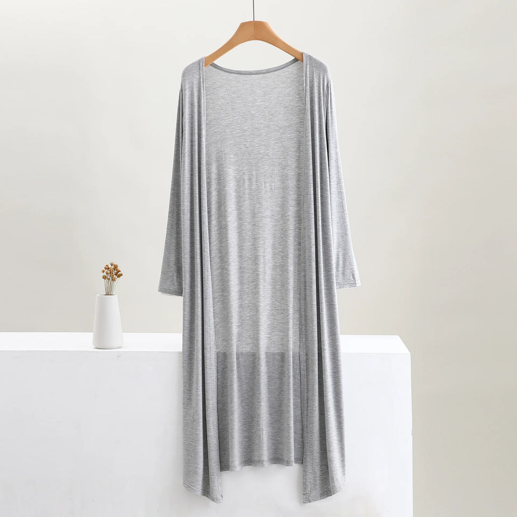 Women's Clothing Autumn Summer Cardigan Extended Modal Shawl Sunscreen Coat Air Conditioning Shirt Long Sleeve Thin Coat Sweater