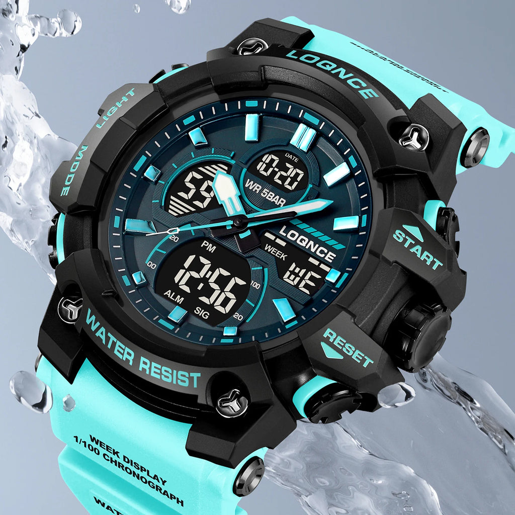 New LOQNCE 98007 Men's Watch For You 50M Waterproof Watches High Quality Movement Calendar Luminous Alarm Silicone Band With Box