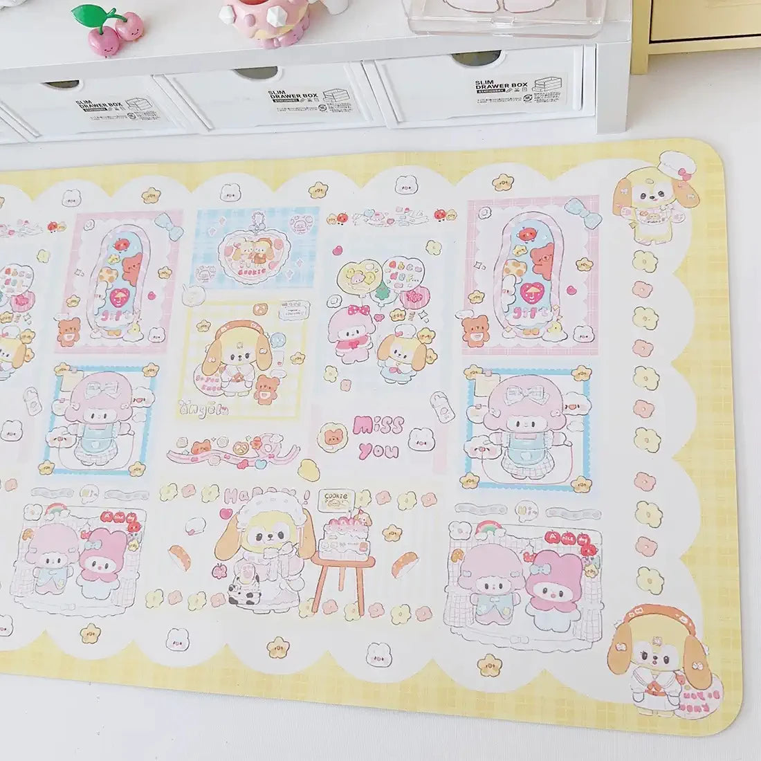 New Original Angel Girl Leather Mouse Pad Cartoon Rabbit Anti-slip Anti-fouling Dining Table Mat Large Size Computer Keyboard Pa