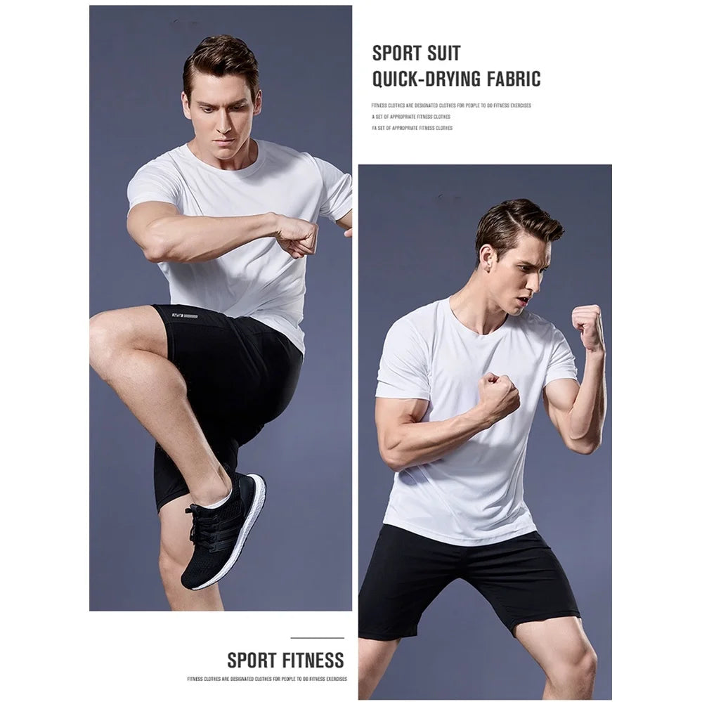 Summer Ice Silk Short Sleeve T-Shirt Men New Quick Dry Breathable Air Conditioning Outdoor Sun Protection Running Outer Wear