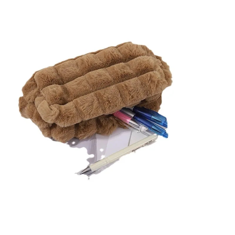Office Supplies Zipper School Supplies Corduroy Pillow Plush Pencil Case Cosmetic Bag Storage Box Corduroy Makeup Bags