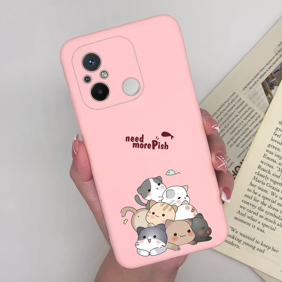 Phone Case For Redmi 12C 11A 4G Cartoon Dinosaur Soft Silicon TPU Matte Back Cover Coque For Redmi 12 C 11 A 4G Funda Capa Shell
