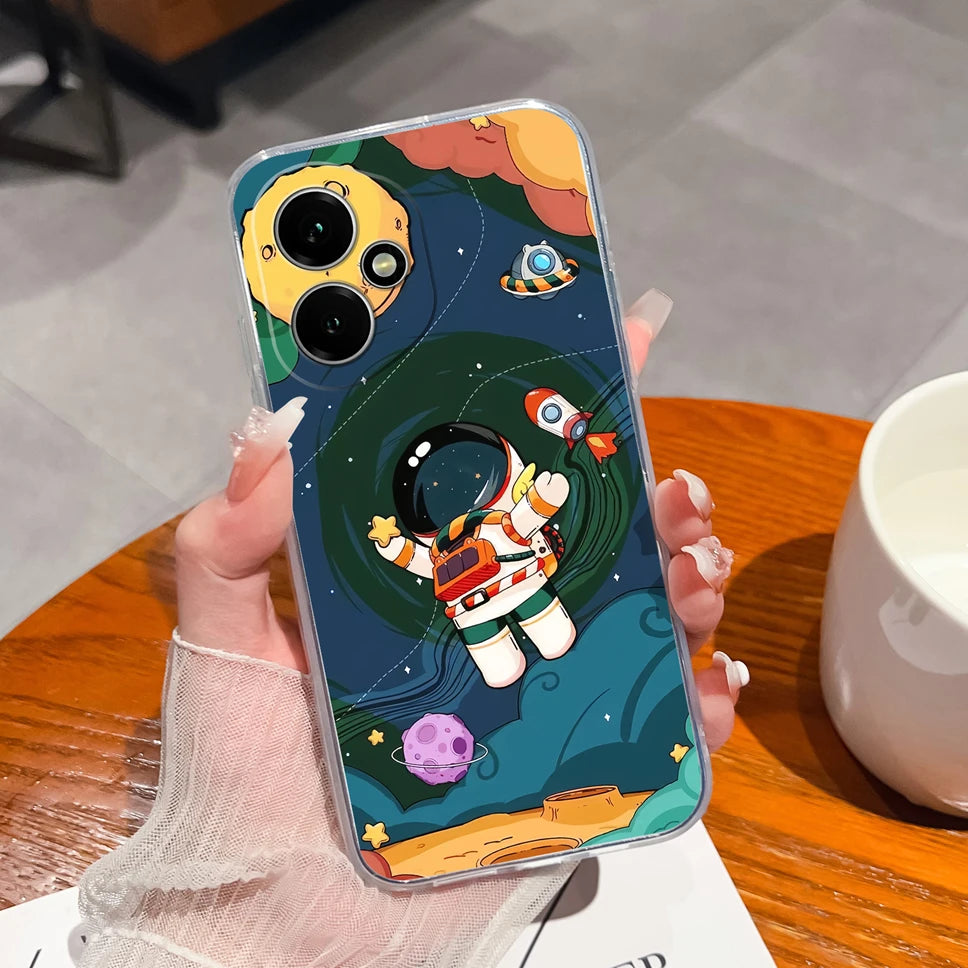 For Honor 400 Pro 5G Case Cute Astronaut Transparent TPU Soft Silicone Phone Back Cover For Honor 400Pro High Quality Funda Capa
