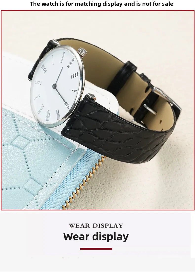 Alligator wacth strap Ultra Thin 12 13 14 15 16 18 20 22mm men women Black Brown Blue Crocodile Leather watchband For any brands