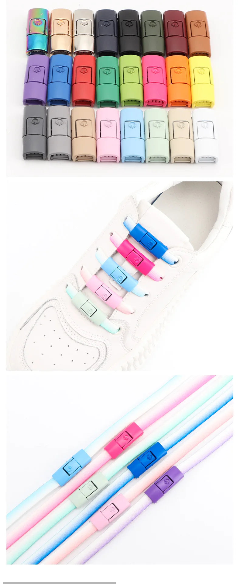 New Colorful Metal Shoelace Clip Press buckle Shoelaces Press Lock Shoes Accessories AF1 Sneakers Kits Metal Laces Tip