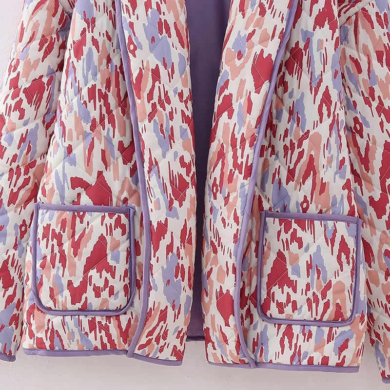 New Printed Pocket Wide Sleeved Ladies Outwear Loose Fashion Women's Double Sided Jacket 2023 Chic Casual Party Street Wear