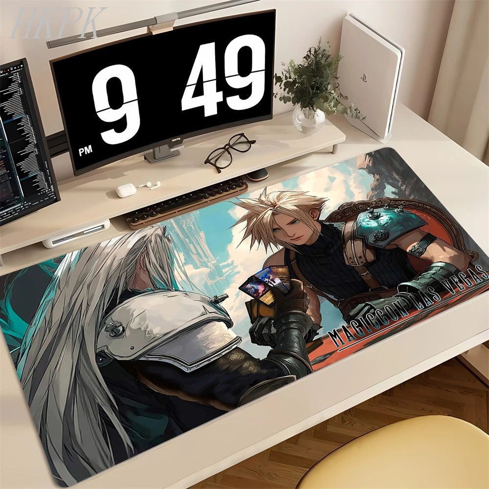 Playmat Final Fantasy Aerith Tifa Natural Rubber Deskmat Stitched Edges Mousepad Gaming Table Office Accessory Game Mouse Mats