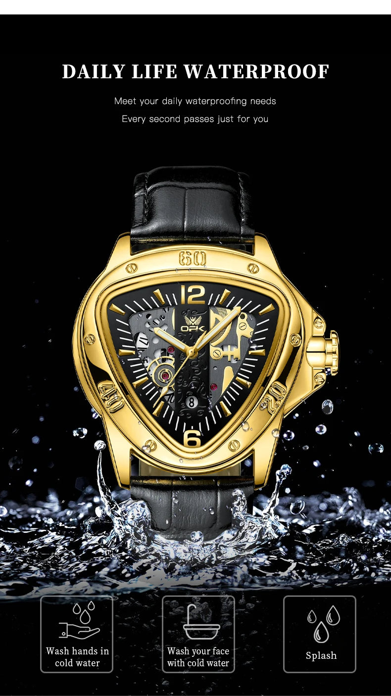 OPK 8168 Fashion Original Quartz Watch For Men Luxury Waterproof Luminous Leather Hand Clock Top Brand Business Man Watches 2024