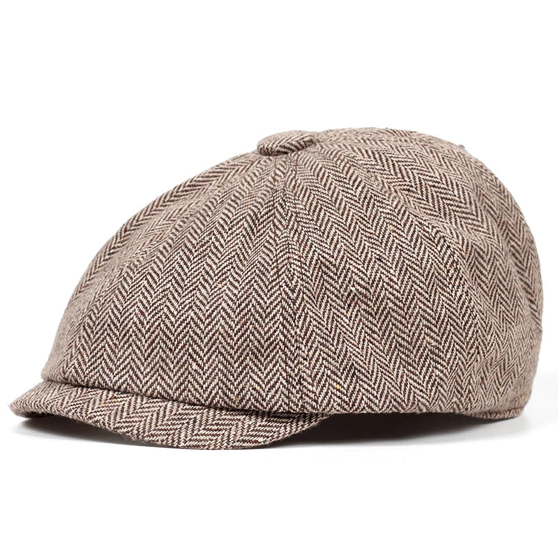 Retro Newsboy Caps Men Octagonal Hats British Painters Hats Autumn Winter Berets Herringbone Flat Caps Hip Hop Berets gorras