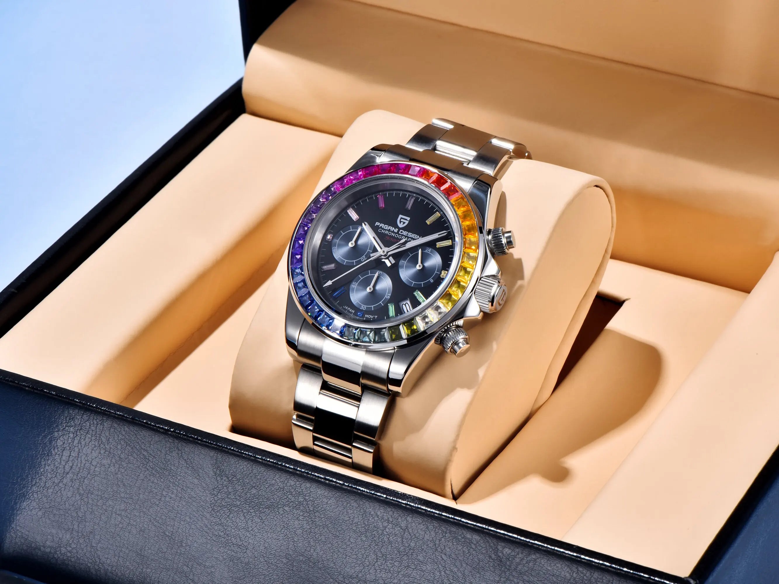 PAGANI DESIGN Men's Casual Quartz Watch 40Mm Outdoor Trendy Stainless Steel Sapphire Wear-Resistant Mirror Luminous Diving Watch