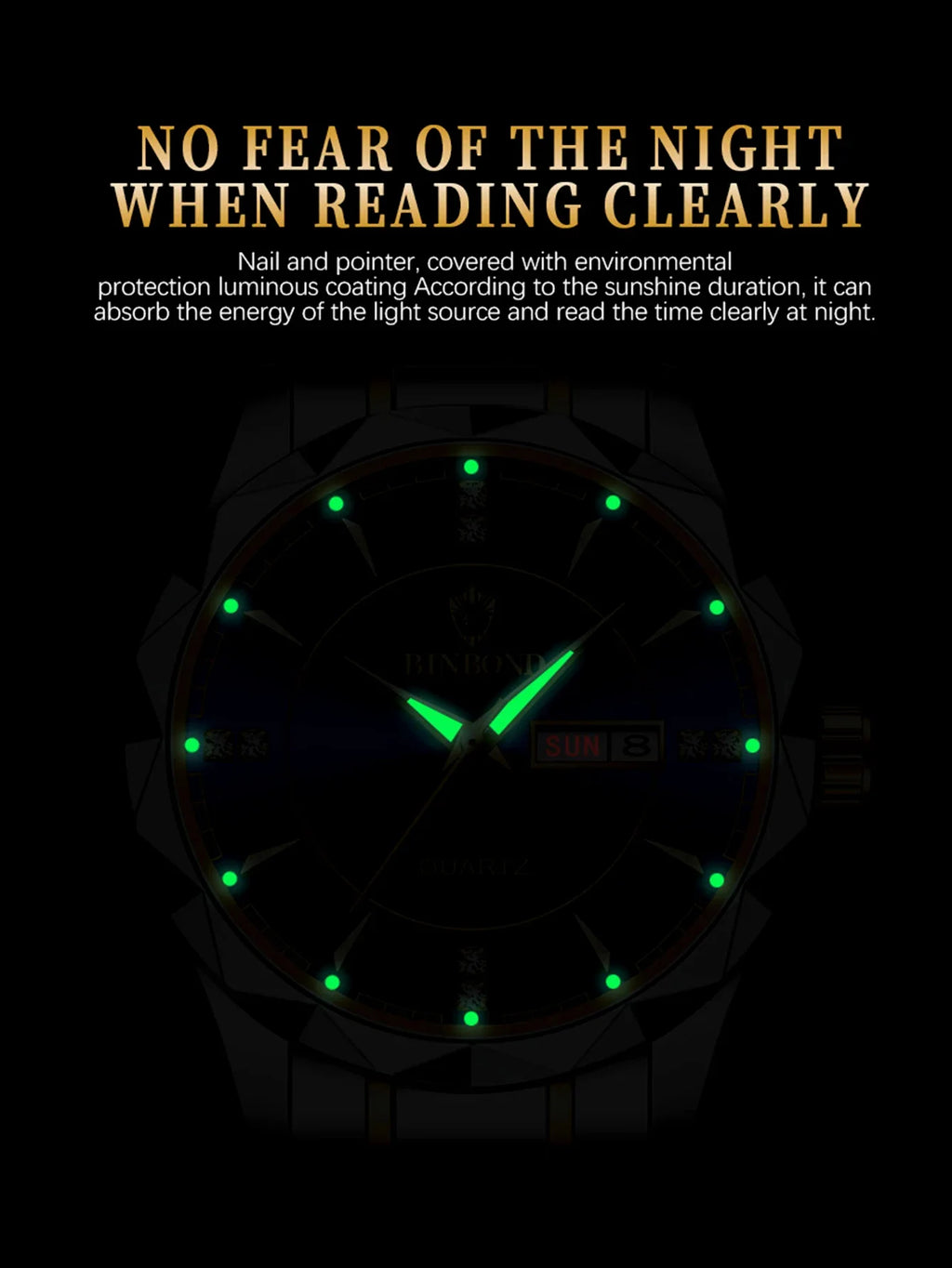 BINBOND B5552 New Luxury Brand Quartz Women's Watches 30M Waterproof Luminous Date Wristwatch Fashion Business Womens Watches