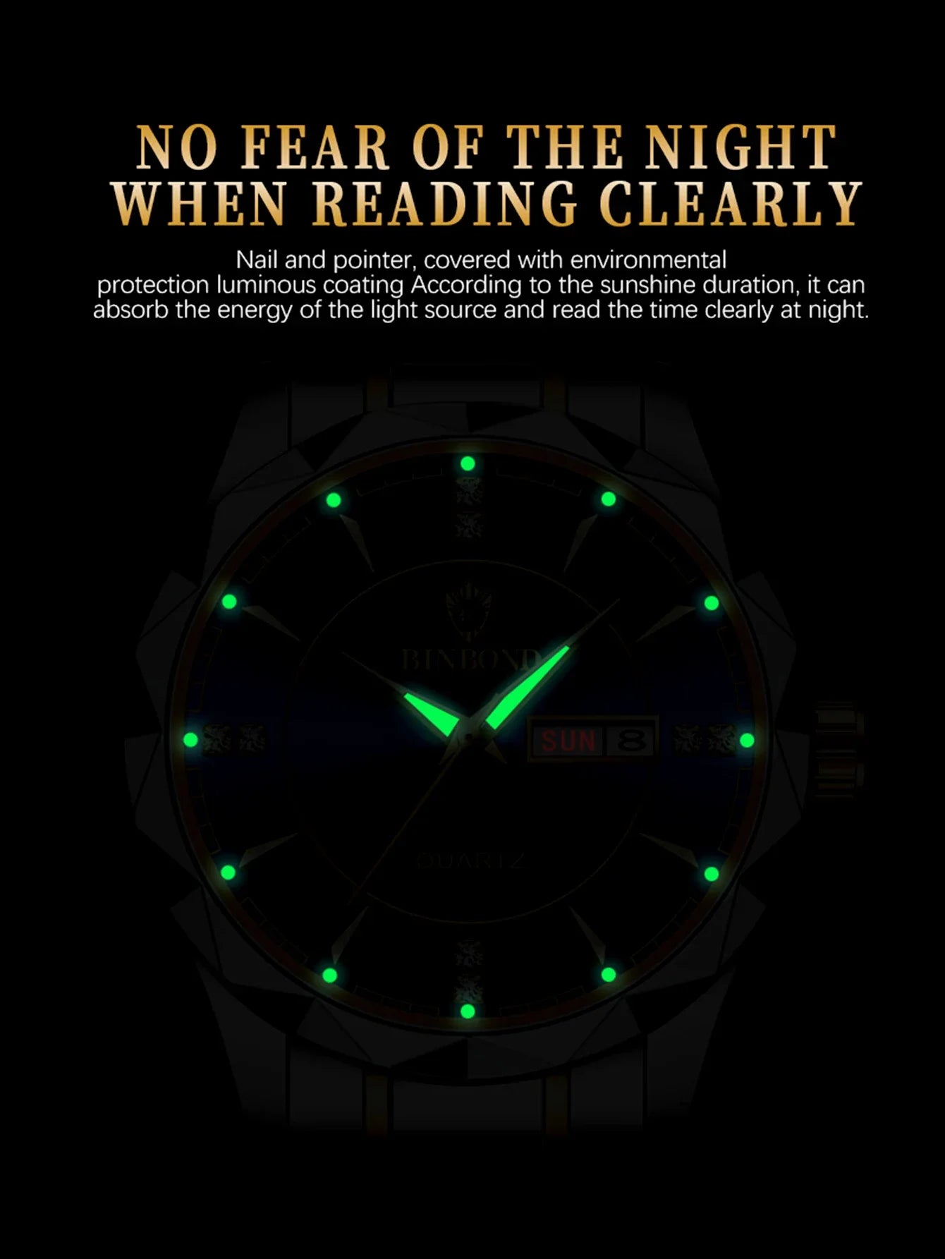 BINBOND B5552 New Luxury Brand Quartz Women's Watches 30M Waterproof Luminous Date Wristwatch Fashion Business Womens Watches