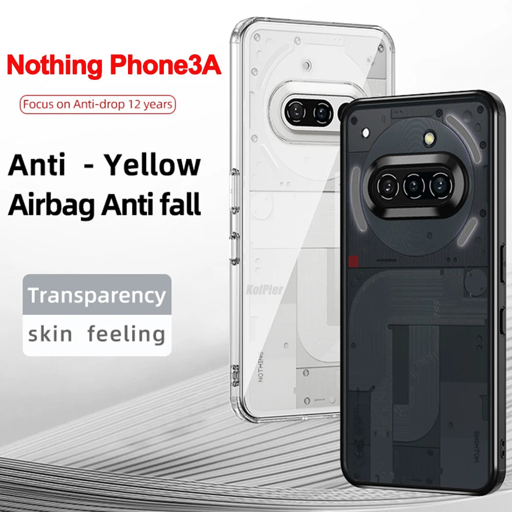 Clear Hard Case for Nothing Phone 3A Back Cover Soft Silicone Frame Anti-Knock Matte Transparent Casing Coque