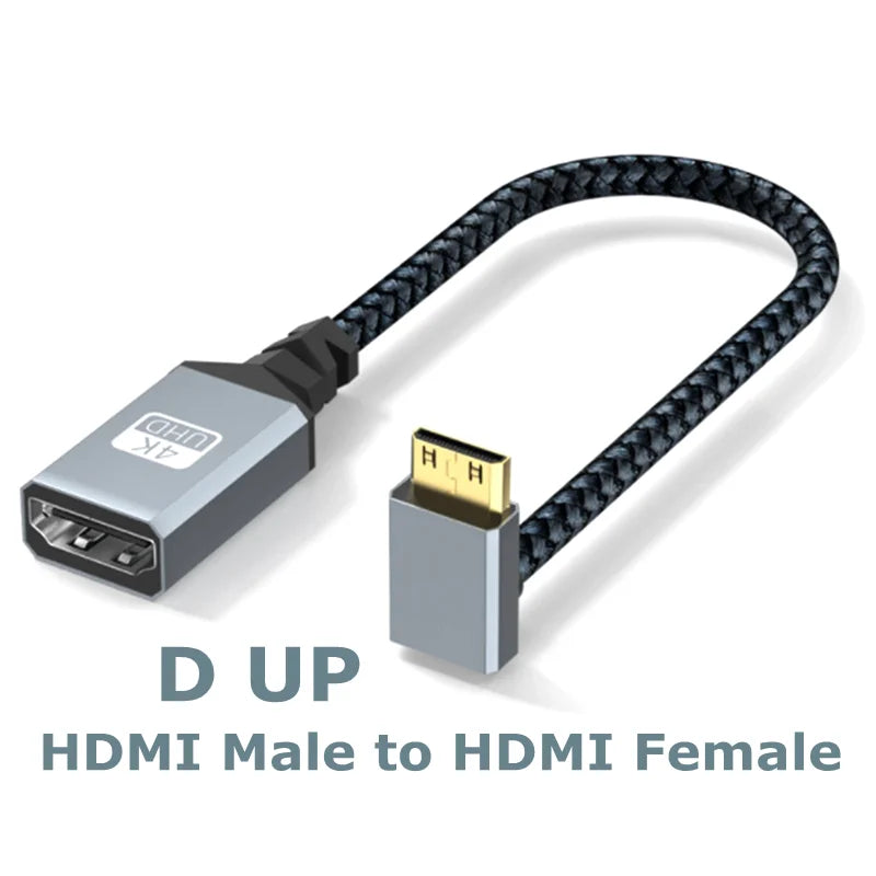 4K60Hz HDMI-Compatible Male To Female Extension Cable Micro/Mini HDMI-Compatible adapter Extender Wire Cord left/right/up/down