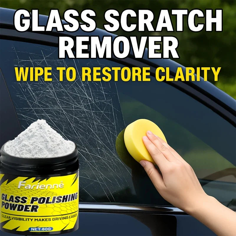 Glass scratch removal polishing powder, suitable for windows, car windshields, etc., restoring clarity and removing minor scratc