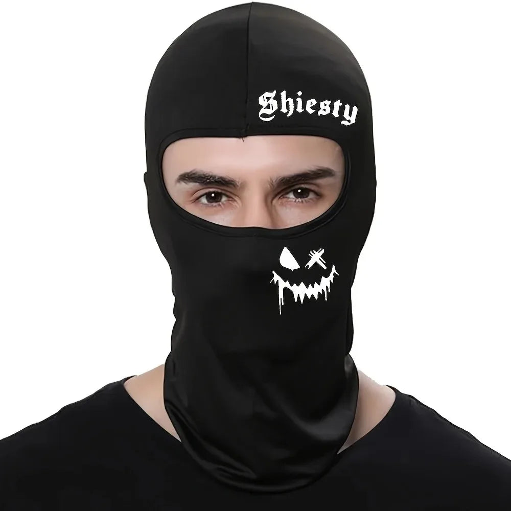 1pc/2pcs Smiling face print Balaclava face mask, summer cool neck cover, motorcycle skiing scarf, unisex