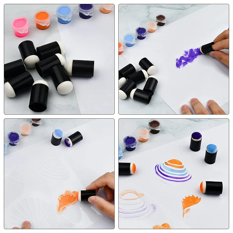 10Pcs Sponge Finger Cots for Coloring The Face and Painting Tools Children's DIY Handcrafted Painting Pressing Finger Cots
