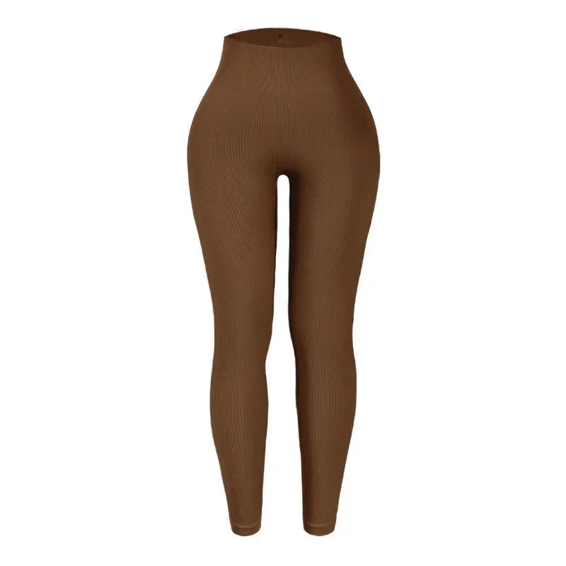 Women Thread Solid Leggings Seamless Knit Yoga Leggings Gym Workout Running Stretchy High Waist Hip Liftting Skinny Gym Tights