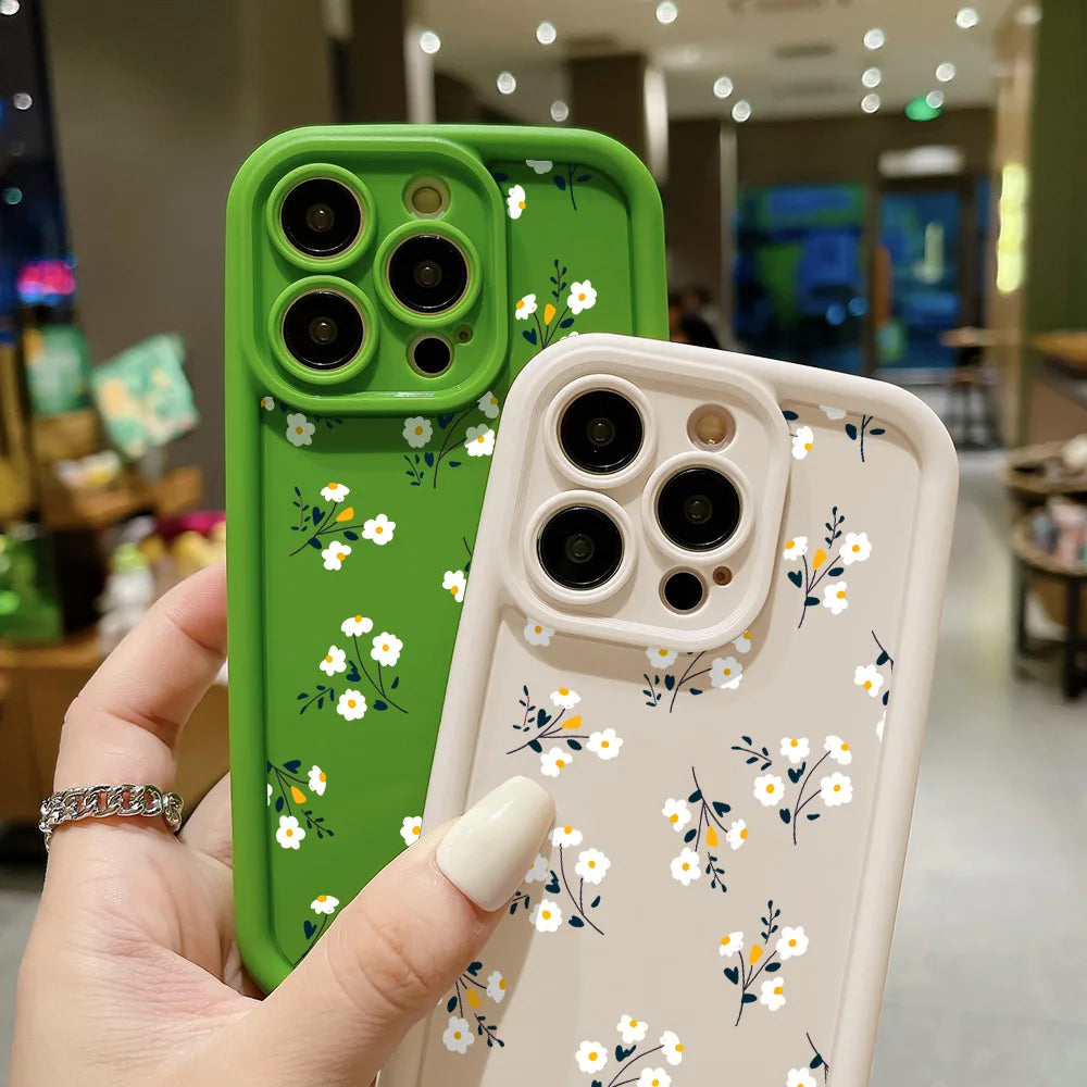 Matte Silicone Flower Phone Case For iPhone SE 2020 2022 16 15 14 13 12 11 Pro Max XR XS X 7 8 Plus Shockproof Soft Cover Fundas