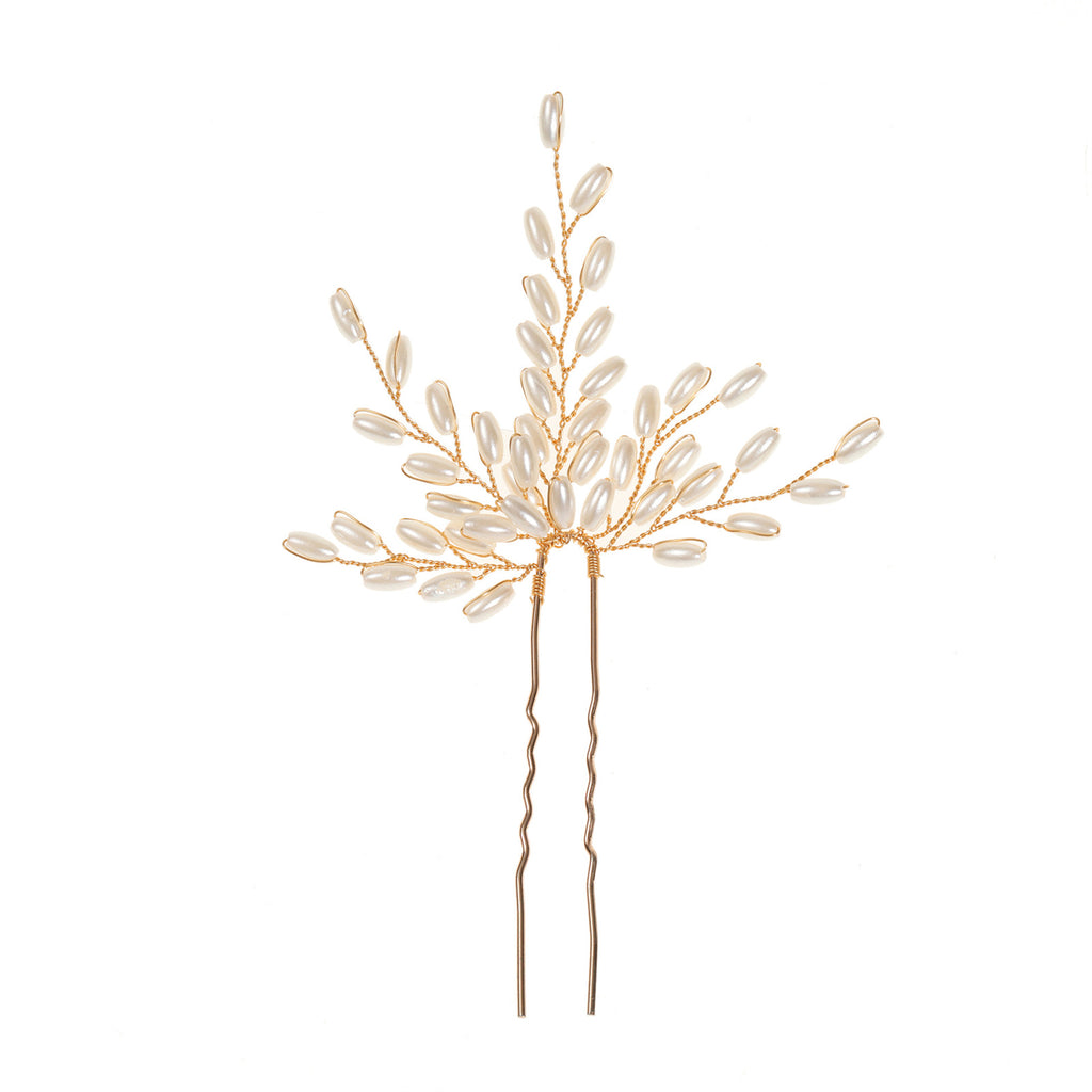 Hairpins Clips U-shaped Handmade Pearls Wheat Ears Wedding Bridal Hair Accessories Girls Fairy Side Pins Bride Headpiece Jewelry
