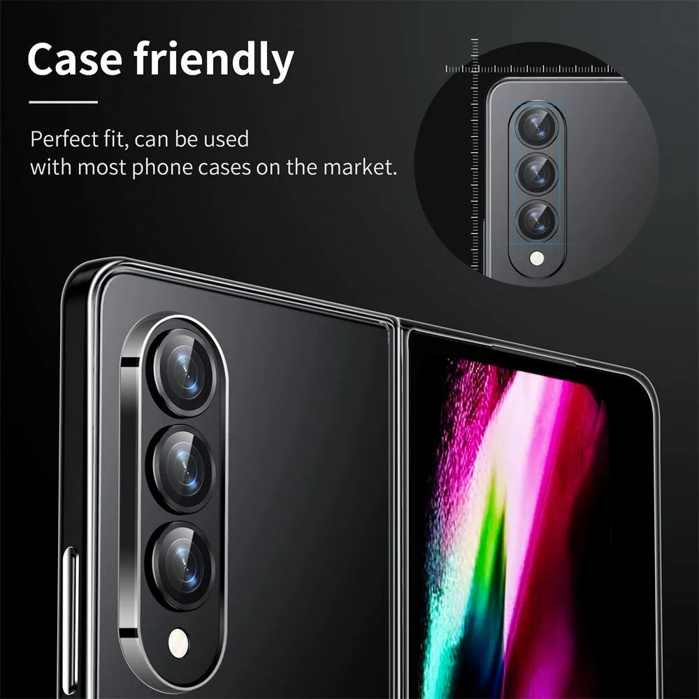 For Samsung Galaxy Z Fold 6 5 4 5G Metal Camera Lens Ring Cover On Sumsung Z Fold 5 Zfold 4 Lens Tempered Glass Protective Film