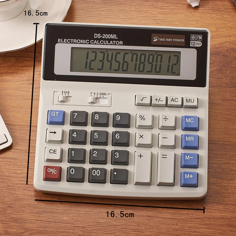 DS-200ML 12 Digits Solar Calculator Dual Power Supply Electronic Calculator Office Supplies For Office School Accounting Tools