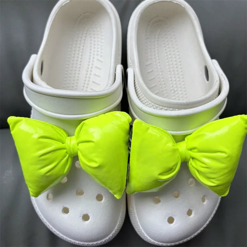 2Pcs Adorable Bow Shoe Charms Glossy, Shiny, Diy Fashion Decorations For Shoes Cute Accessories To Elevate Your Footwear Style