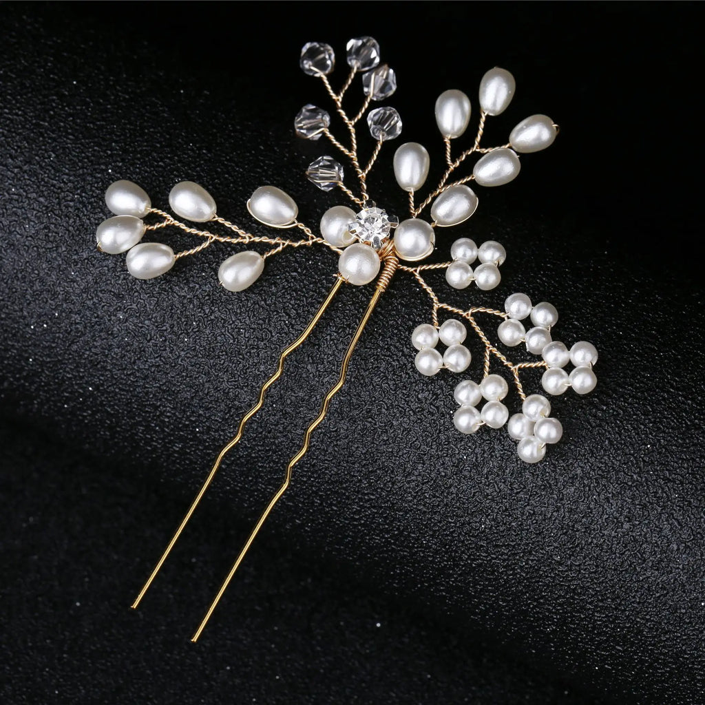 Bridal handmade pearl hairpins headpieces wedding dresses pin hair accessories for woman