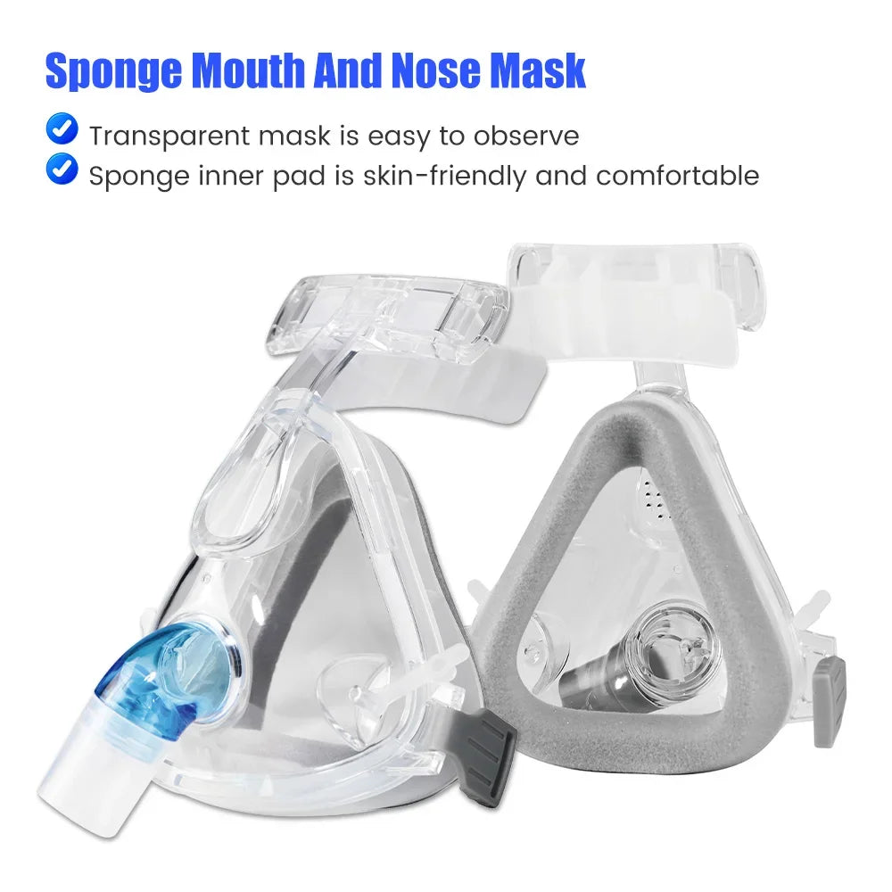 Comfortable CPAP Full Face Mask  Adjustable Strap Respirator For Cushion Travel Anti Snoring Stopper Solution Tools Sleep Help